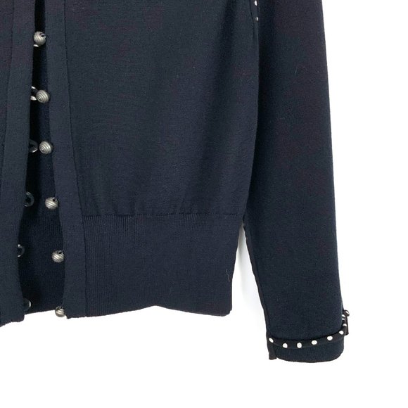 Vintage Carlisle Knit Silk Blend Crop Cardigan Polka Dot Trim Sz S - Picture 6 of 16